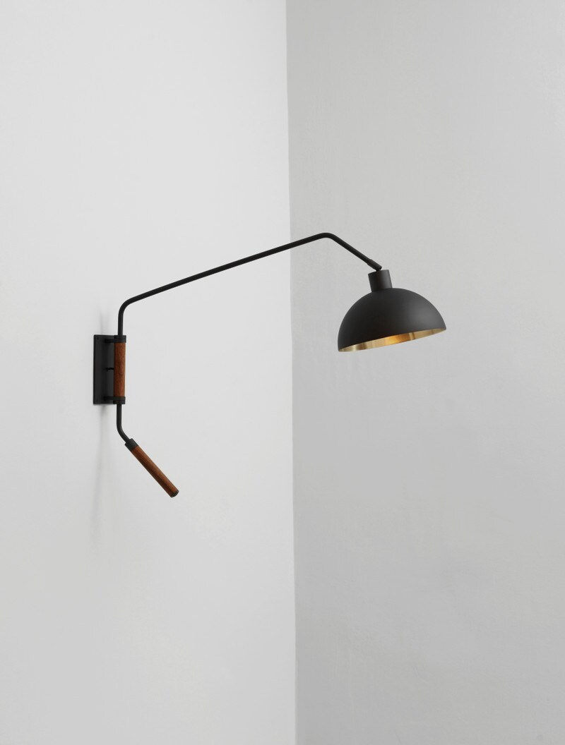 Arc Wall Lamp 33" shown in Flat Black, and Black Walnut